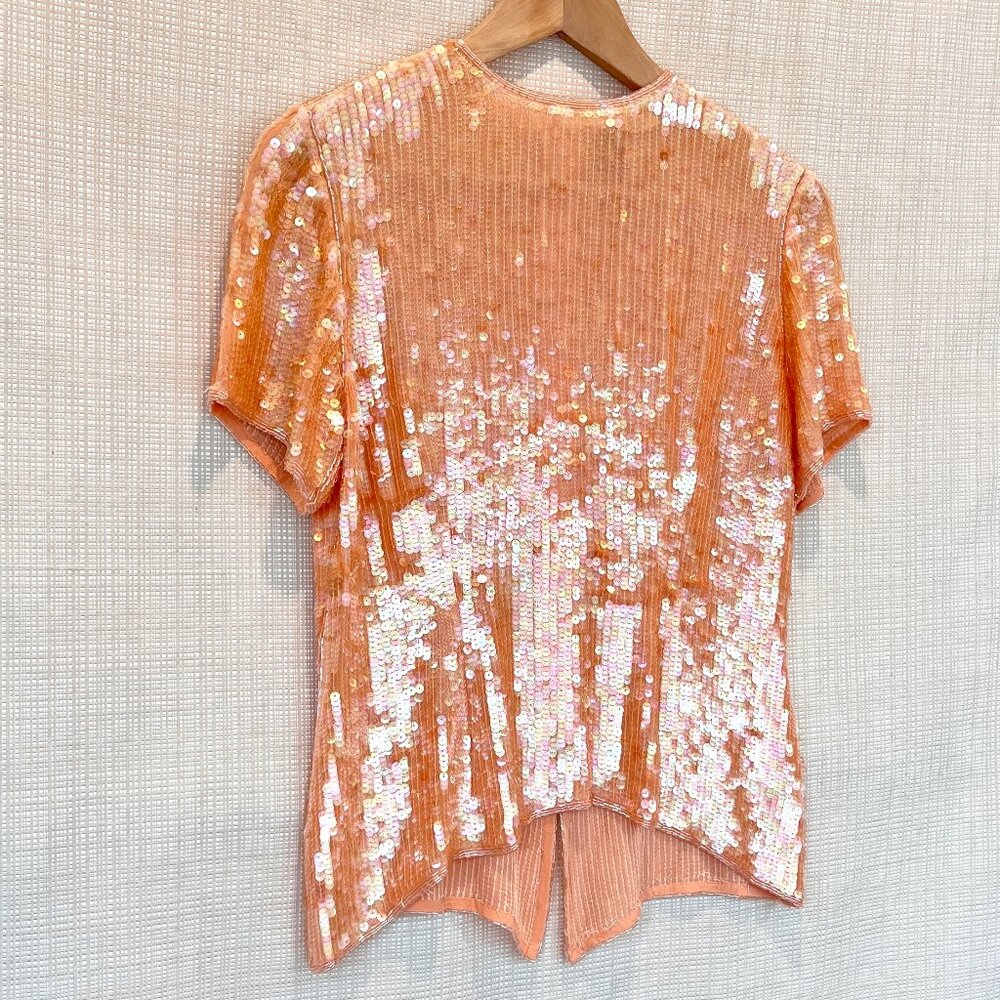 Vintage Rare Victor Costa Glamorous Sequins Beaded Top Glam 80s Sequins 24/7 - Picture 3 of 16